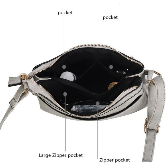 Crossbody Bag Vegan Leather Women Adjustable Strap Shoulder Purse for Everyday - Picture 6 of 8